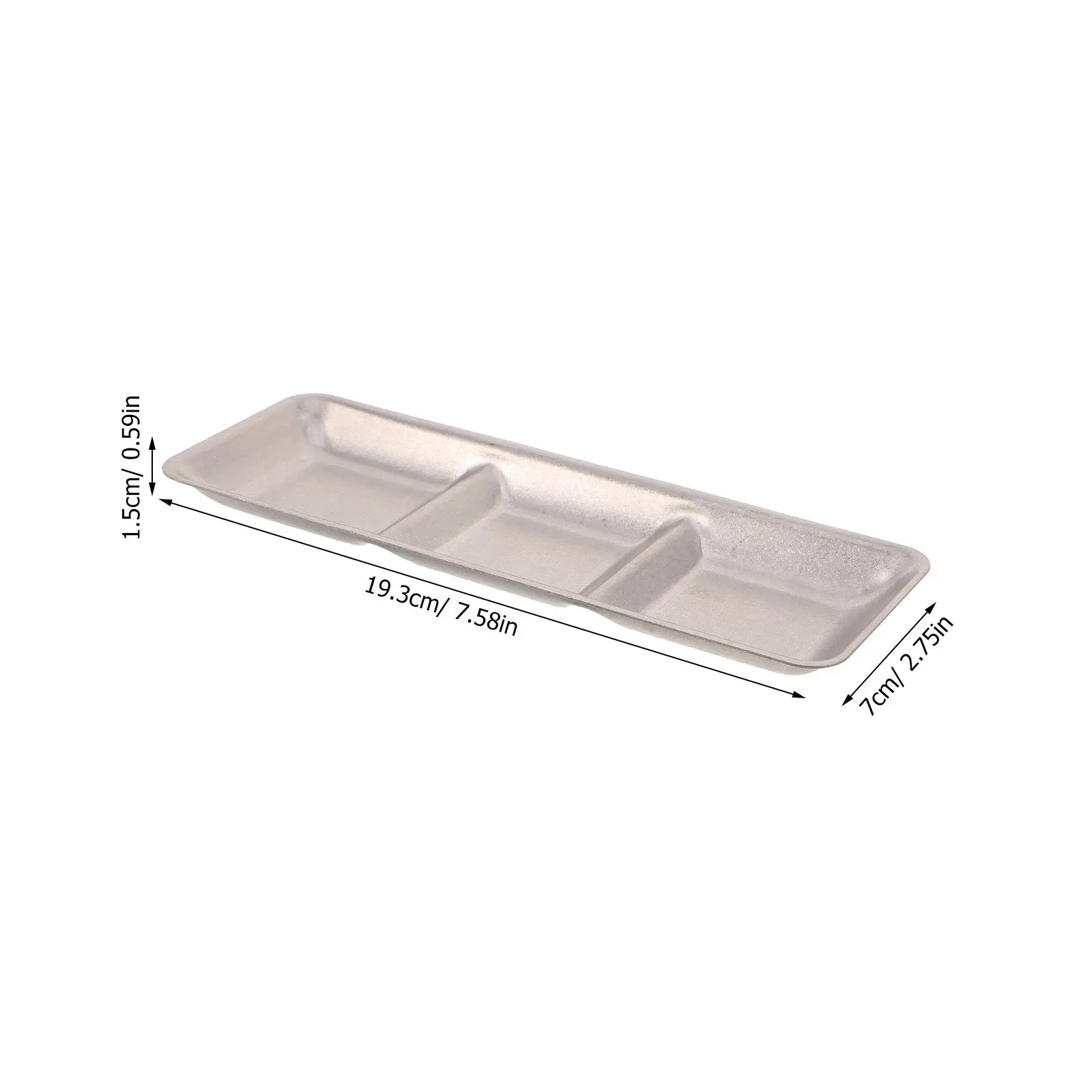 Stainless Steel Divided Sauce Dish 3-Section Small Soy Sauce Bowl for Sushi Dipping Tray Condiment Seasoning Plates