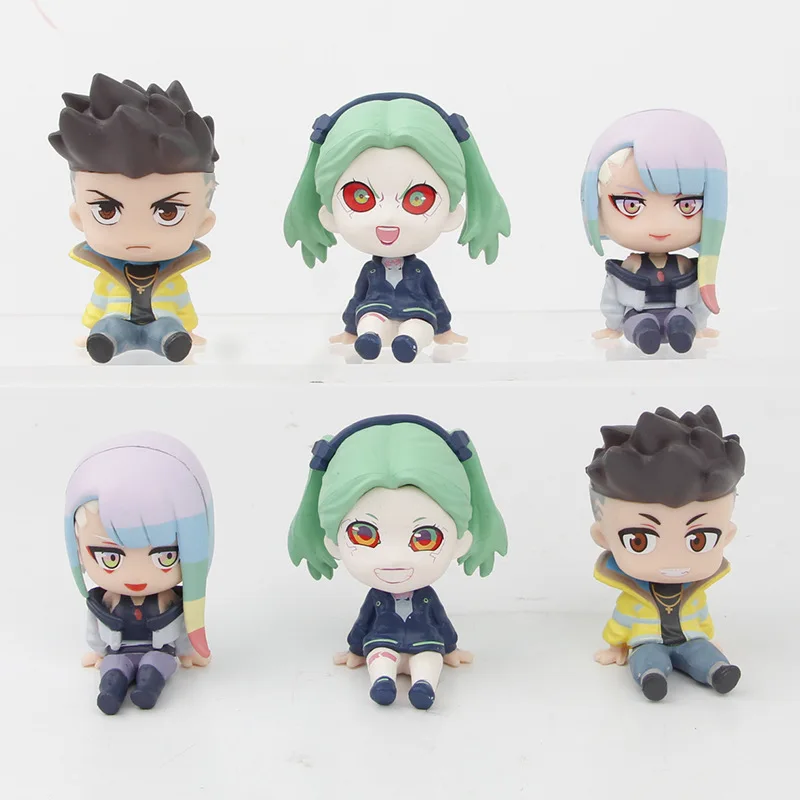 BANDAI 6 stks/1 set Anime Cyberpunk: Edgerunners Figuur David Martinez Lucy Rebecca Figuur Speelgoed Gift Acton Figuur Set Pop 6 CM