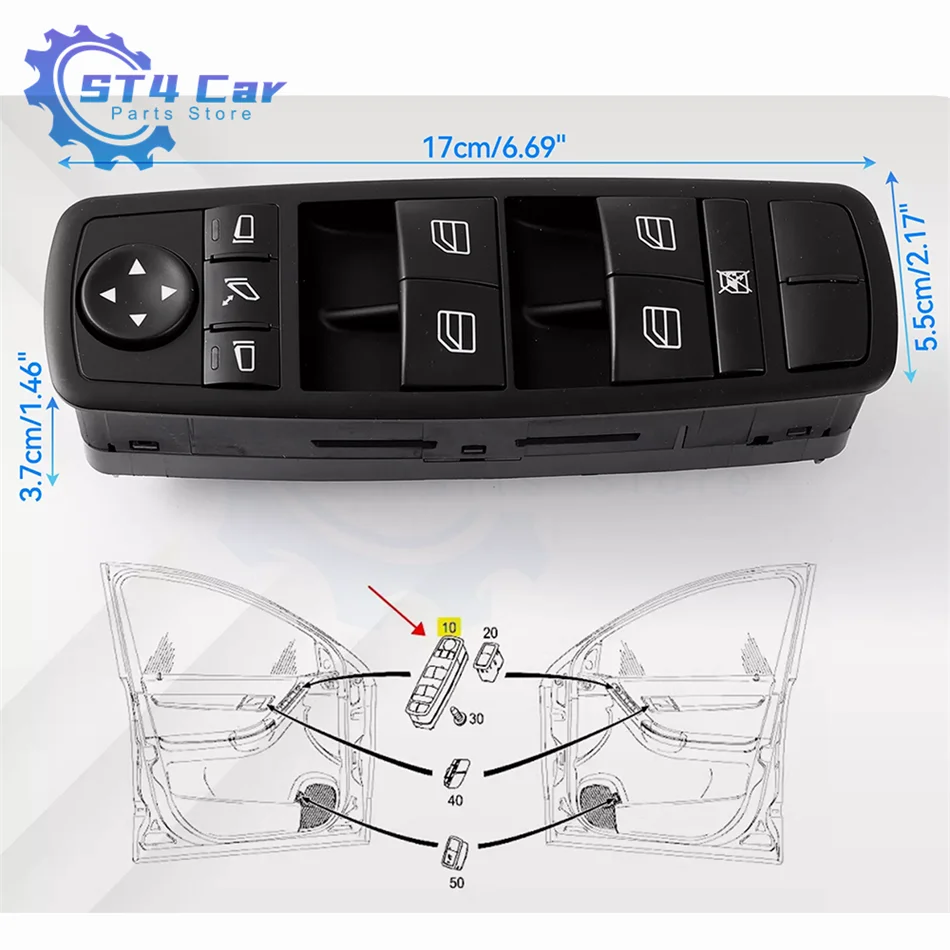 2518300290   مفتاح نافذة الطاقة الرئيسي الأمامي لمرسيدس بنز ML350 R350 GL550 2006 2007 2008 2009 20102011