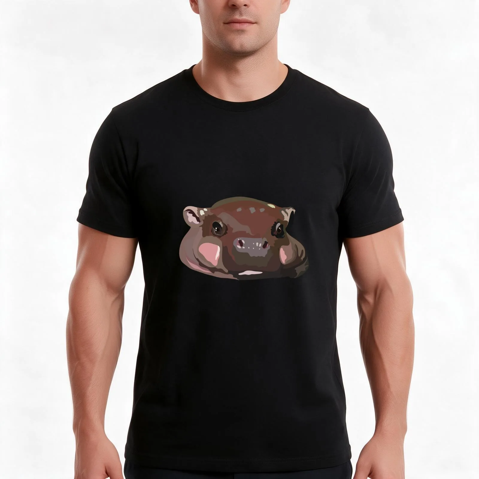 P is for Pygmy Hippo T-Shirt Summer Casual Cotton Tee Oversized Streetwear Tops Vintage Graphic Print Loose Fit Short Sleeve