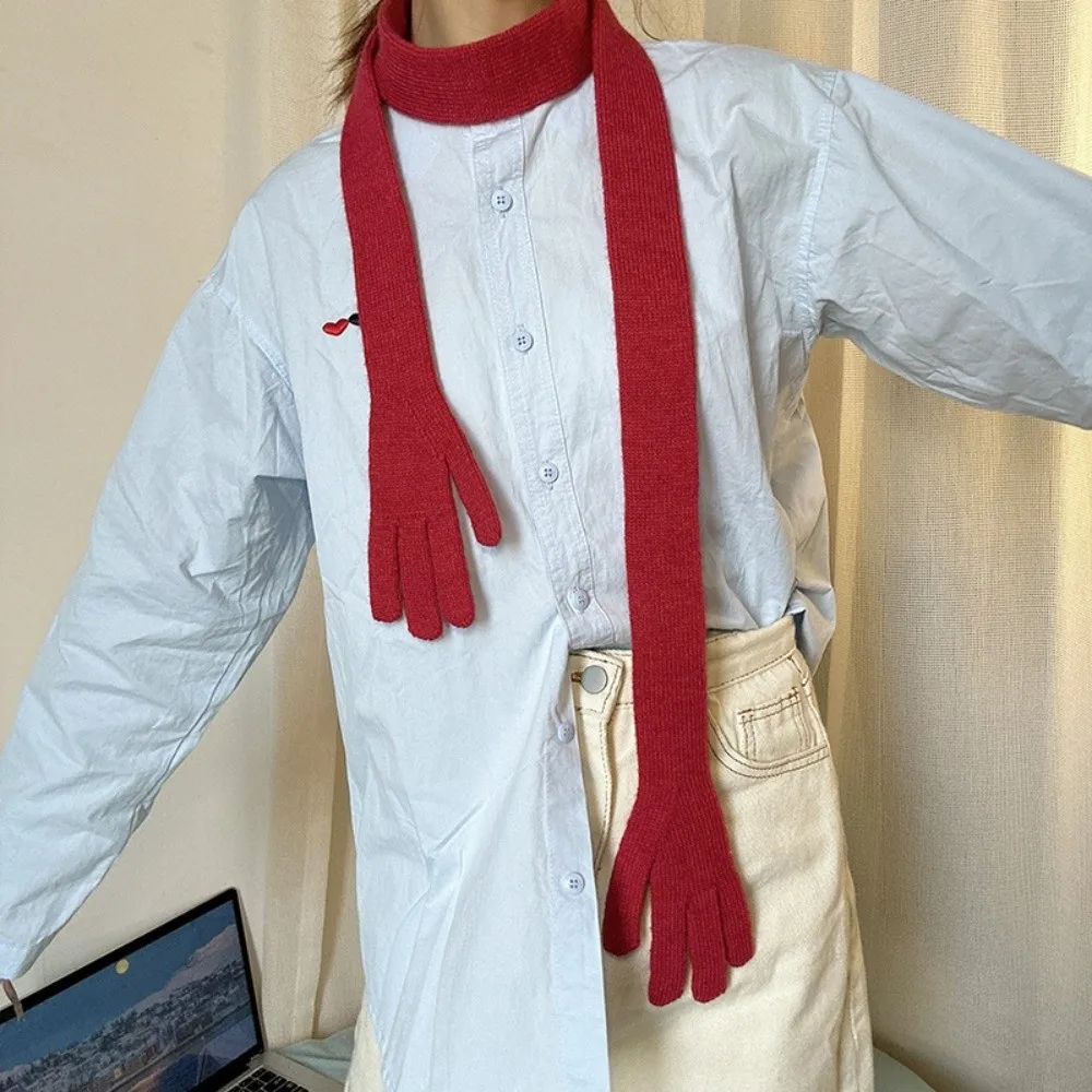 

Lightweight Little Palm Scarf Acrylic Fibers Korean Style Long and Thin Scarf Multifunctional Solid Color Creative Belt Unisex