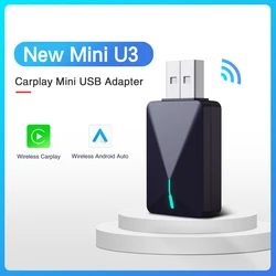 MiniU3 2-NI-1 Wireless Carplay Adapter/Android Auto Dongle Smart Ai Box OTA online upgrade For Car Wired CP/AA to Wireless CP/AA
