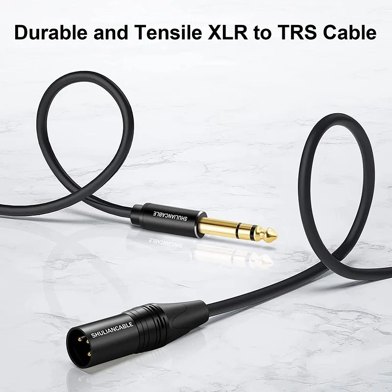 Lungfish XLR male to 1/4 inch jack TRS cable, 6.35mm balanced plug to 3-pin XLR male connector, quarter inch to XLR stereo cable