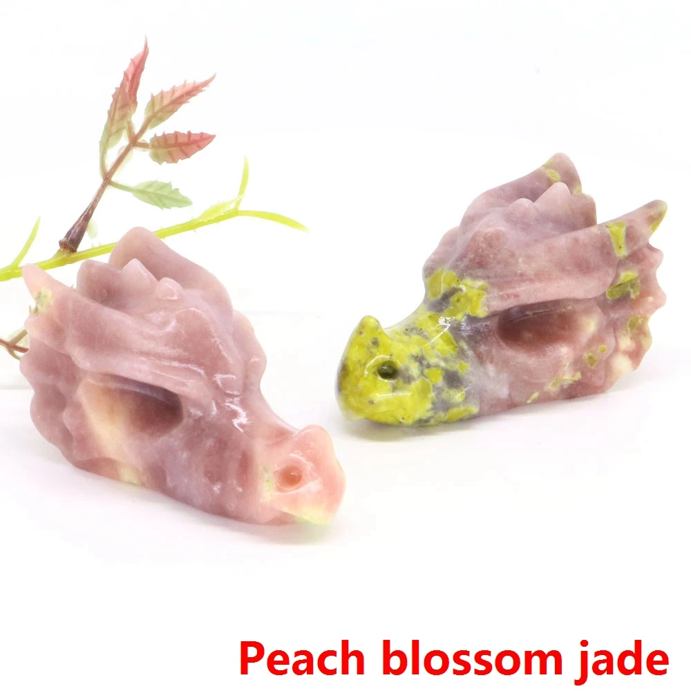 70mm Dragon Head Standbeeld Natuurlijke Edelsteen Kristal Reiki Healing Handgesneden Stenen Beeldjes Ambachten Woondecoratie Cadeau Groothandel