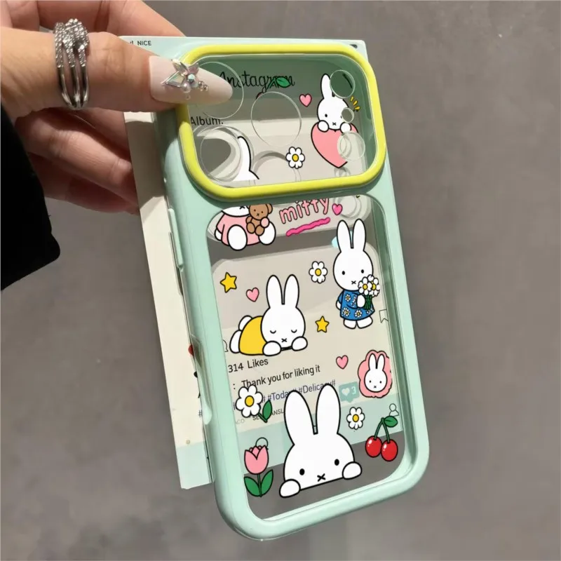 Cute Cartoon Miffy For iPhone 18 17 16 15 14 Plus 13 12 Pro Max Phone Case Candy Color Clear Shockproof Soft Cover