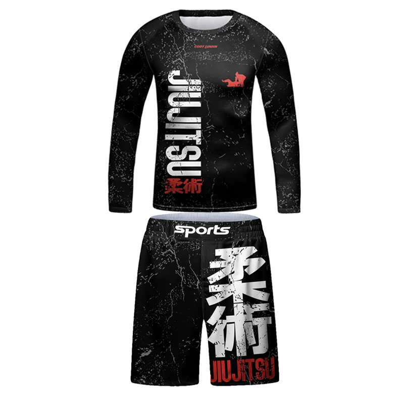 New Kid Jiu jitsu MMA Rashguard T-shirt+Pant+Shorts 3D Bjj Gi Kickboxing Jerseys Tight Boys Children Muay Thai Boxing Sportswear