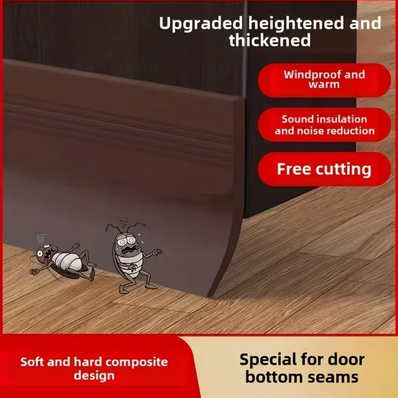 1/2/3/4PC 1m/39.37inch Self-Adhesive Door Bottom Seal,Total Protection from Draft, Dust, Water, Insects & Noise. Energy Saving image 5