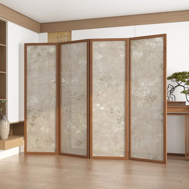 Simple screen entry blocking partition living room foldable mobile new zen solid wood folding screen oriental aesthetics