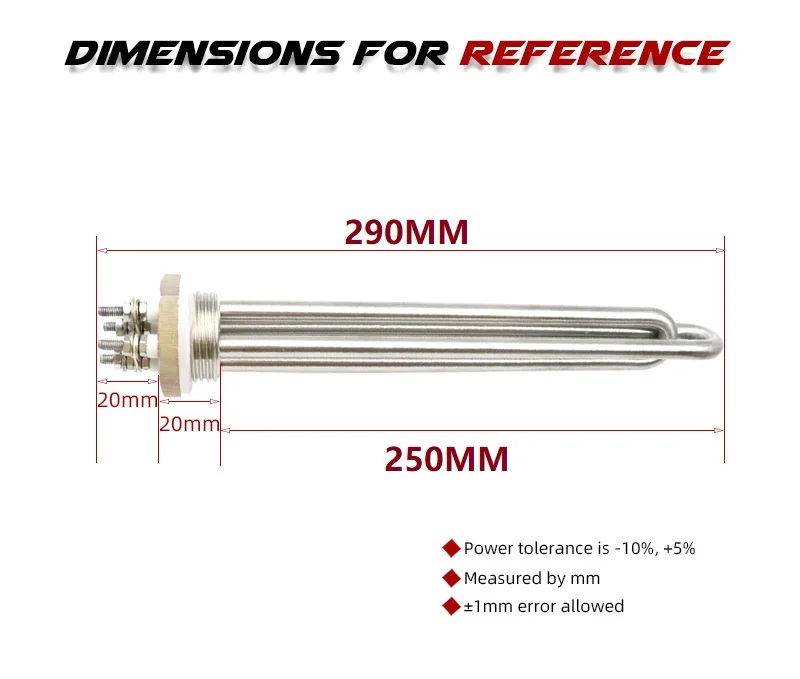 48V 3000W DN25 Thread Electric DC Stainless Steel Solar Water Heater Immersion Heating Element