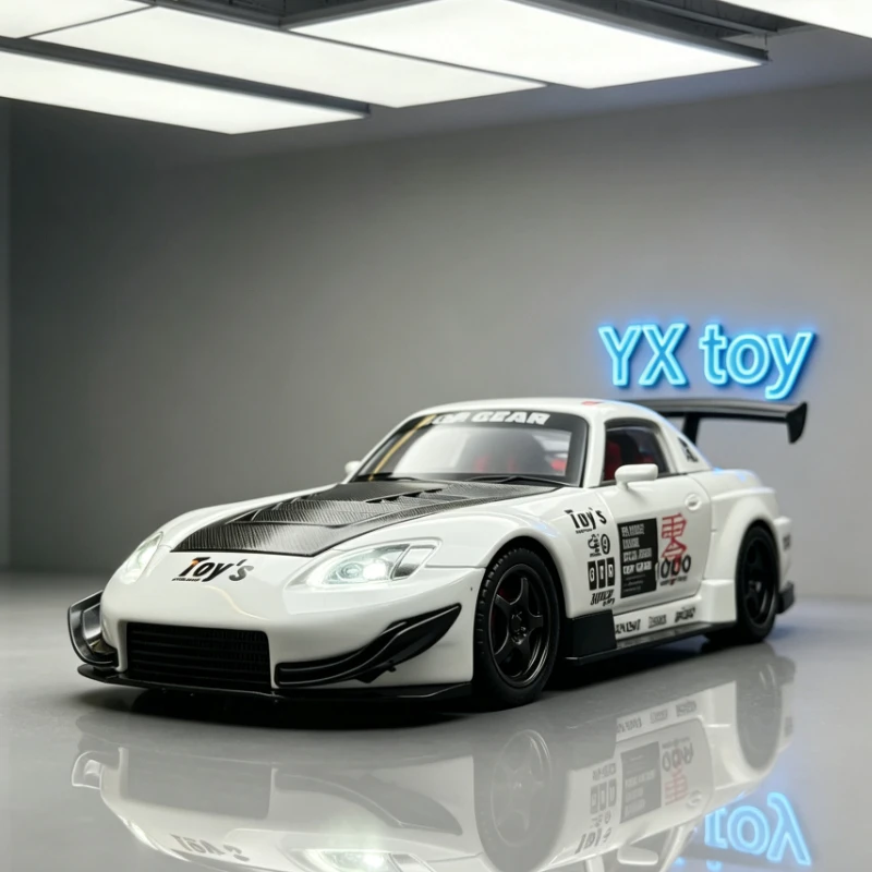 1:22 S2000 Alloy Diecast Sports Car Model Sound Light Pull Back Simulation Toy Vehicle Desktop Display For Hobby Collectors