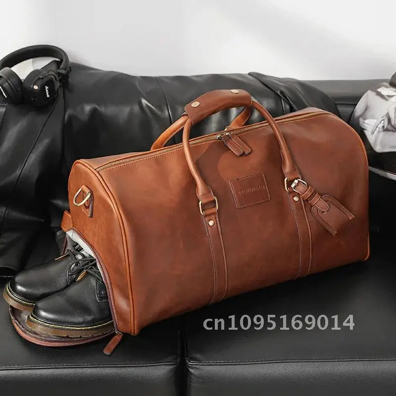 

Genuine Leather Men Women Travel Bag Hand Real Leather Carry Bag Luggage Bag Soft Travel Weekend Shoulder Cowhide Bags