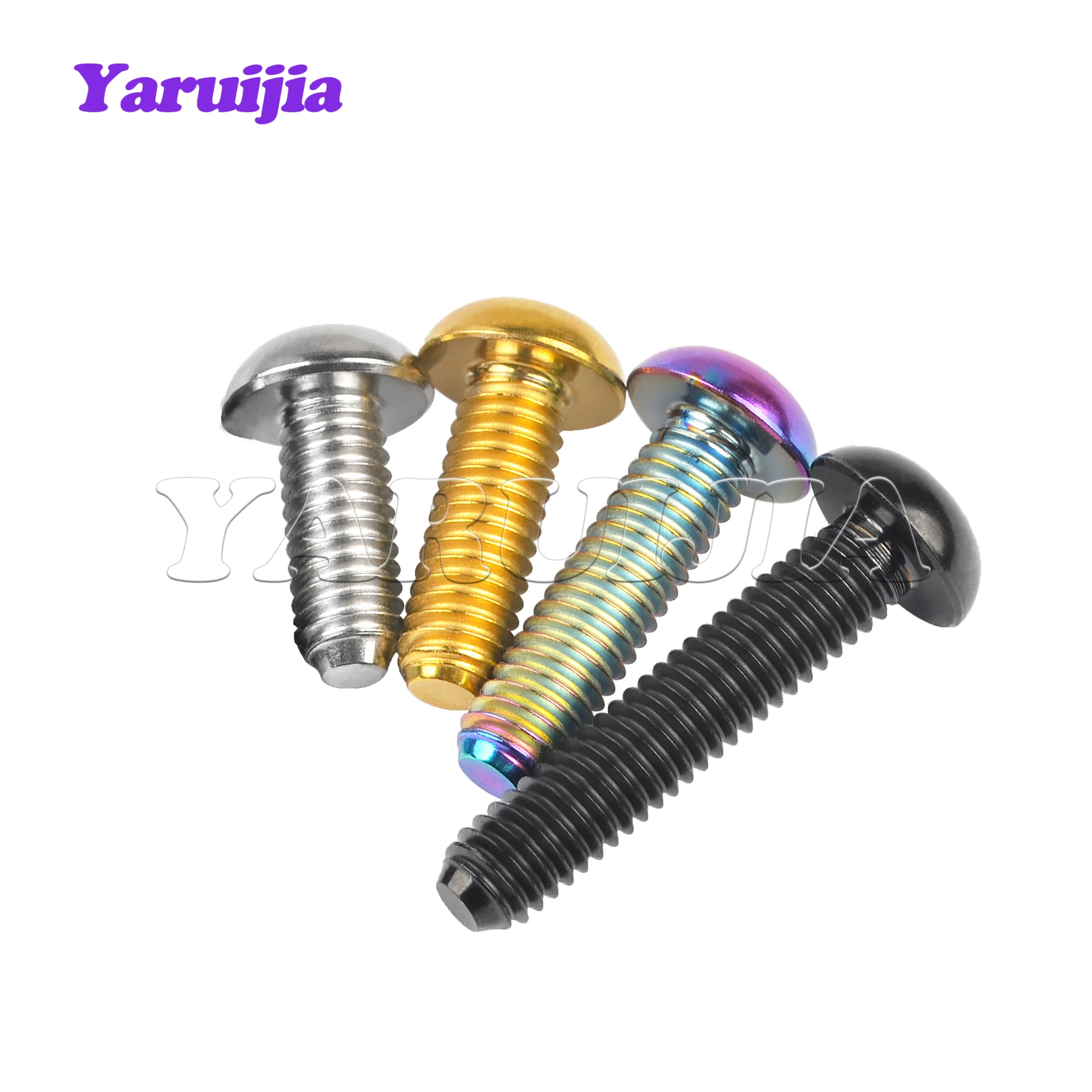 Yaruijia śruba tytanowa M3/M4x6/8/10/12/15/16/18/20mm półokrągłe śruby z łbem imbusowym do części do rowerów szosowych