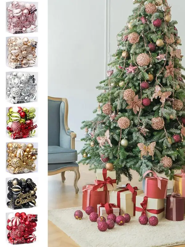 

65Pcs Halloween Christmas tree decoration balls Christmas ball decorations Anti-shatter balls for home holiday party decorations