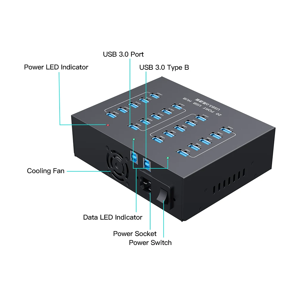 A-213P Sipolar  20 Port Usb 3.0  Hub   for Phone Charging Station  Smart Usb Hub Charger view 6