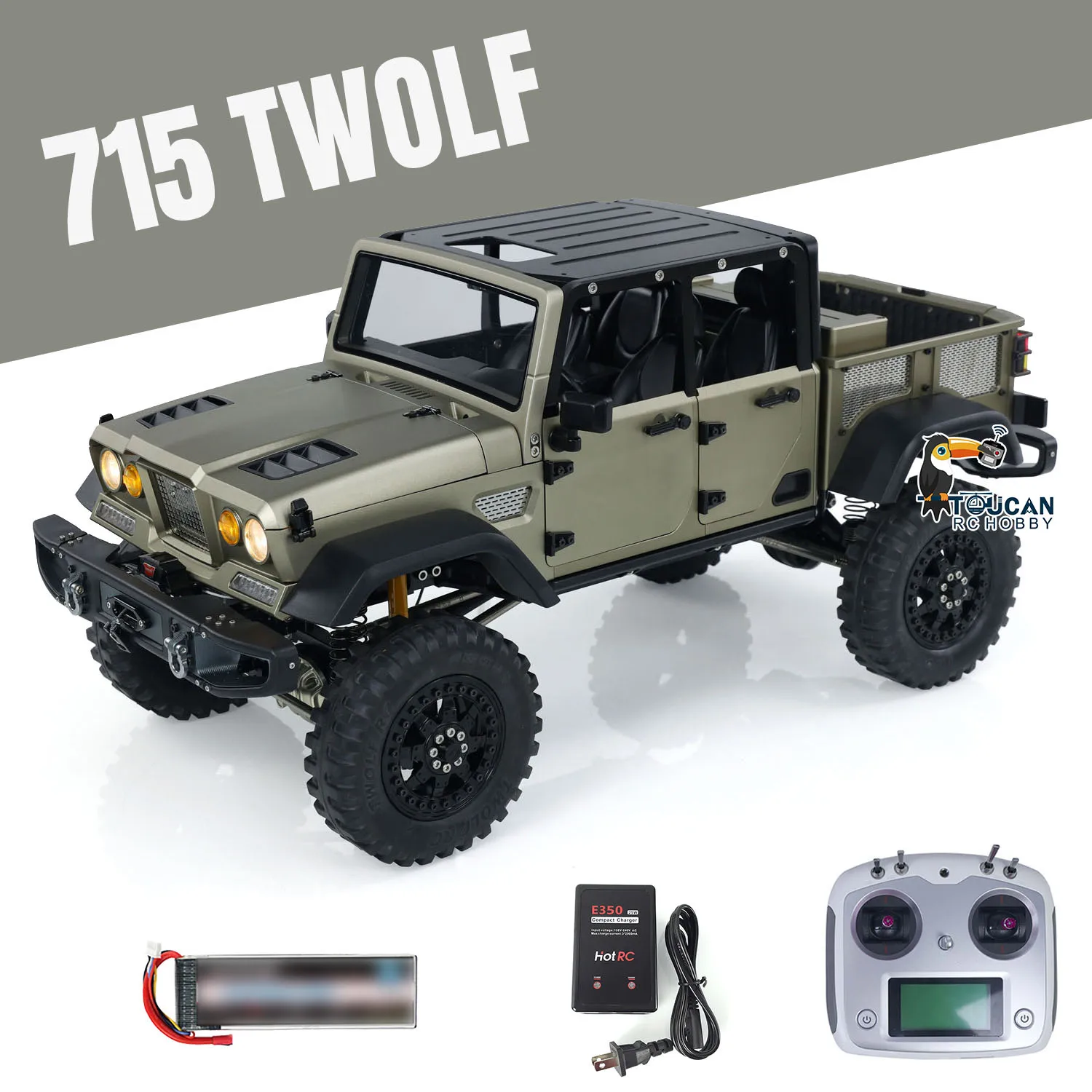 1/10 RTR TWOLF TW-715 RC على الطرق الوعرة سيارات معدنية الزاحف توكان تجميعها تسلق شاحنة الأصوات أضواء الدخان جاهزة لتشغيل اللعب نموذج