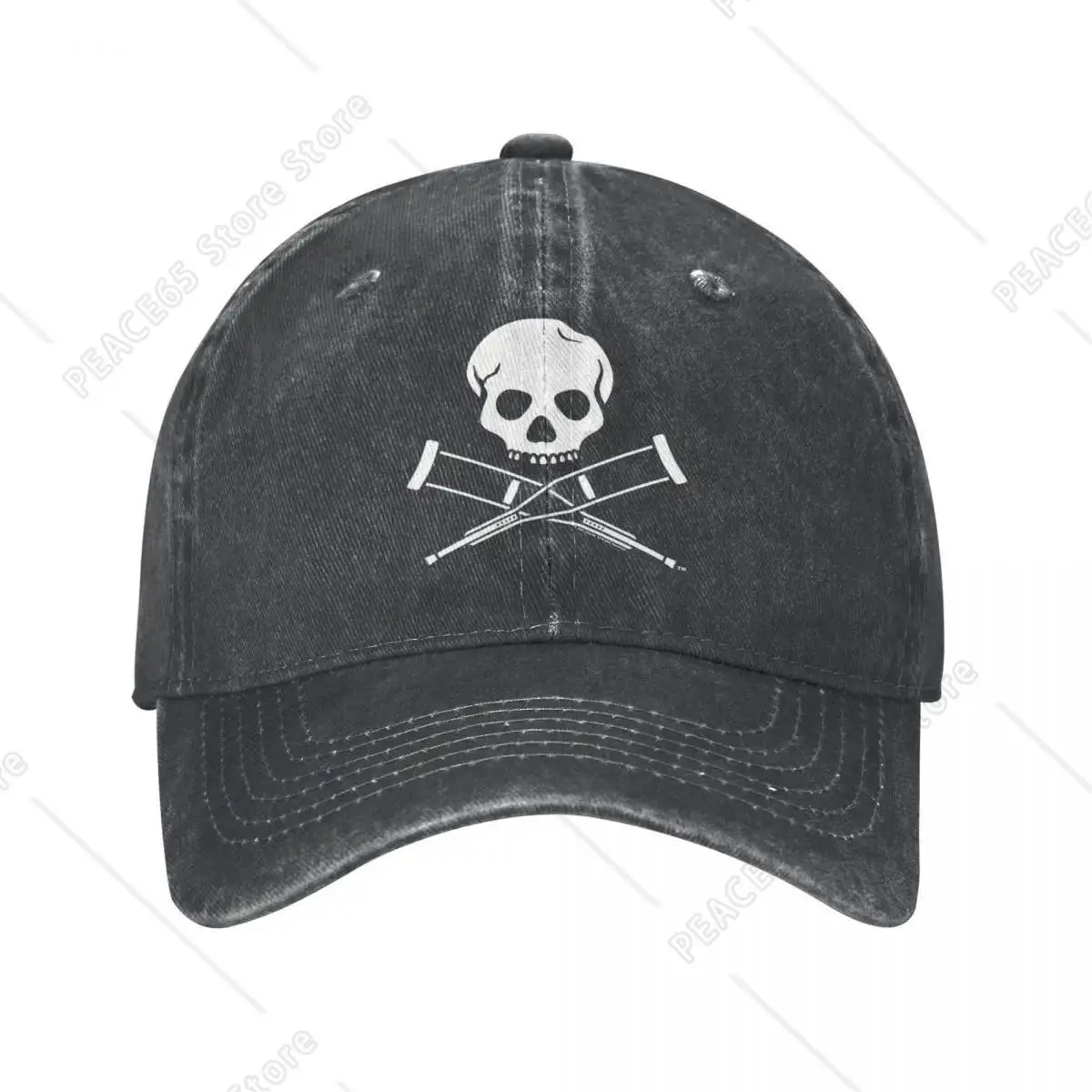 Jackass Skull And Crutches Baseball Caps Fashion Distressed Cotton Headwear Unisex Outdoor Summer Hats Cap