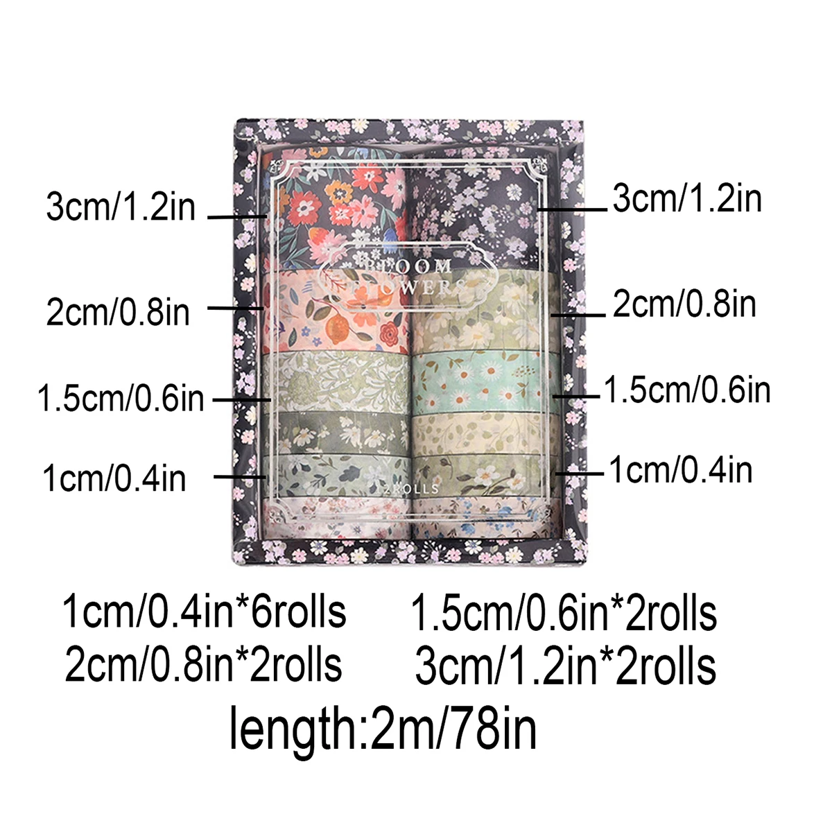 12 Rolls Vintage Floral Washi Tape Set DIY Colored Decorative Masking Tape Notebook Diary Bullet Journaling Wrapping Supplies
