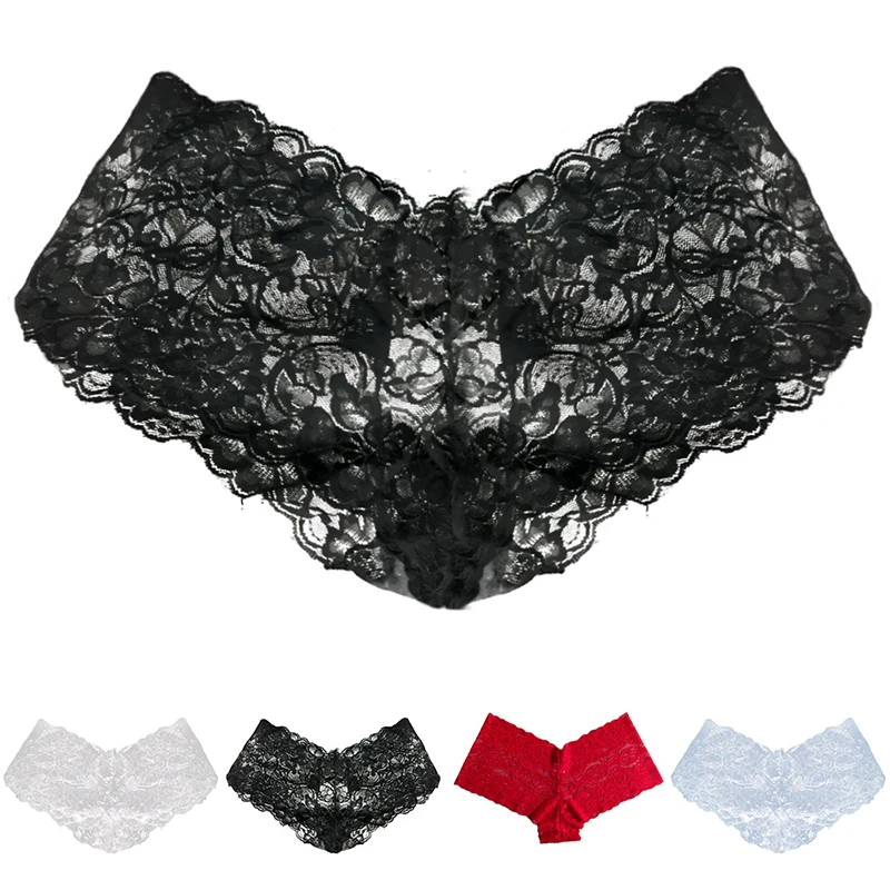 

Sexy Plus-Size Lace Women's Panties Sexy Hollow LingerieMid-Waist Seamless Thong Female Underwear Ladies Breathable Underpants