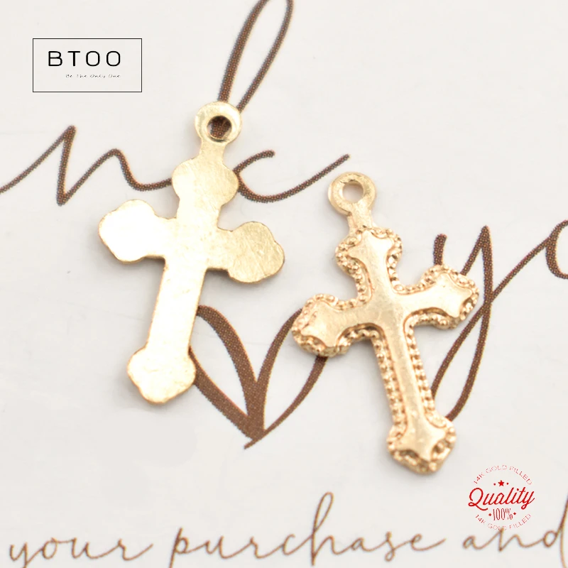 1/20 14K Yellow Gold Filled(14KGF) Cross Pendant Cross Charm DIY Jewelry Accessories Handmade Pendants Jewelry Making Findings