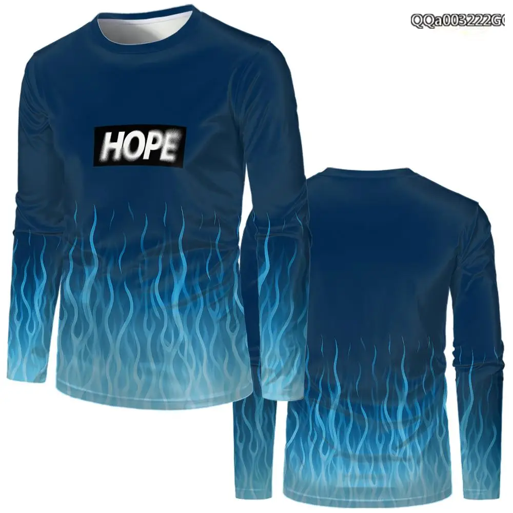 الهيب هوب الشرير القوطية نمط الرجال طويلة الأكمام تي شيرت عصري لهب طباعة الجرافيك القمم للجنسين الخريف الشارع الشهير Y2K الملابس