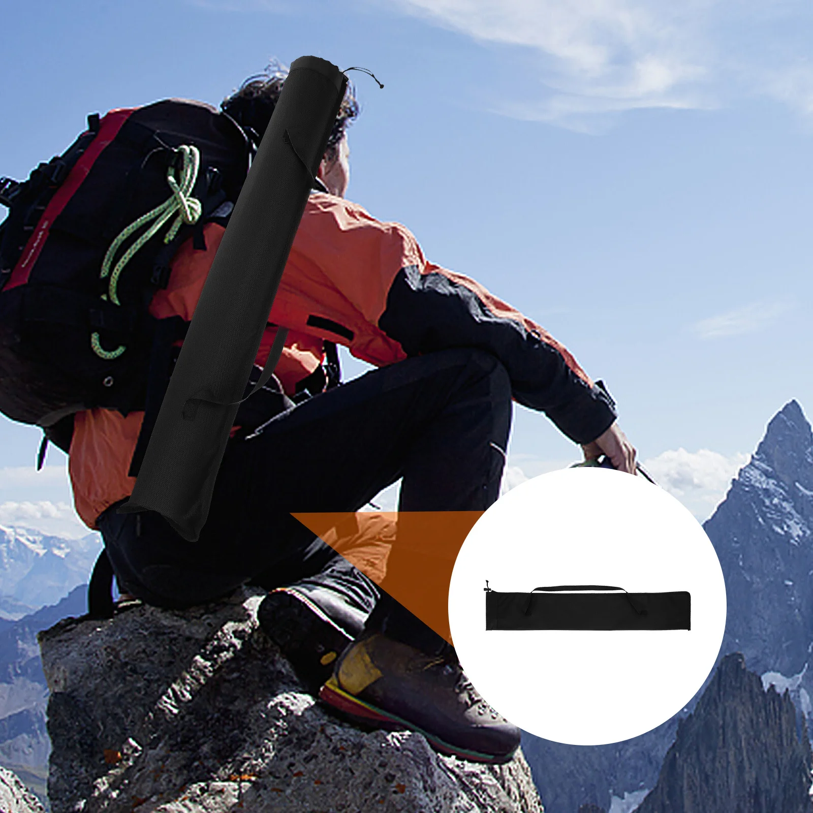 

2Pcs Waterproof Alpenstocks Carrying Bag Neckline Contraction Rope for Hiking Walking Black Alpenstocks Bag Storage Pouch