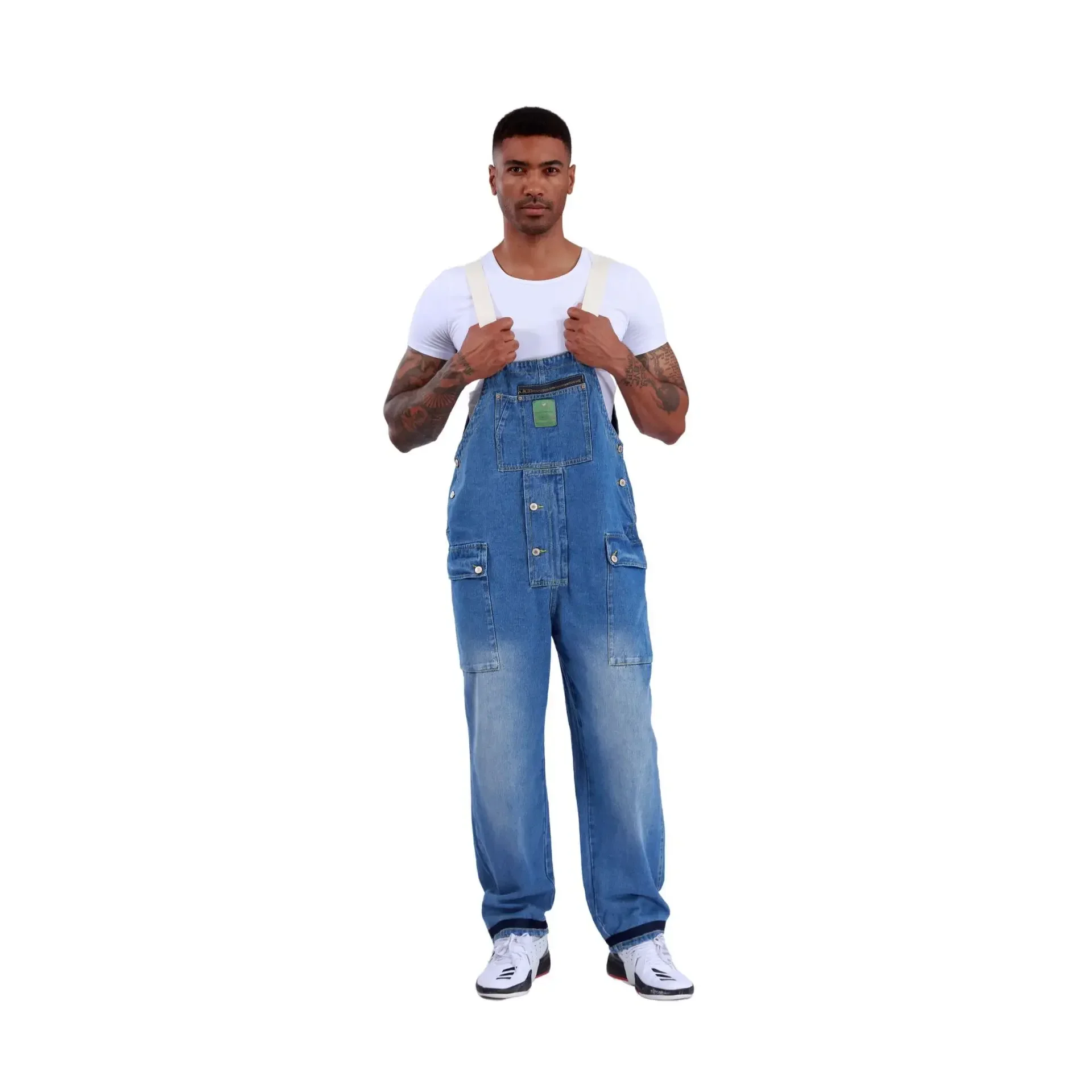 Uomo Nuova Salopette Jeans Tute alla caviglia Pantaloni cargo Tasche One Piece Vita alta Streetwear Denim impiombato lavato solido