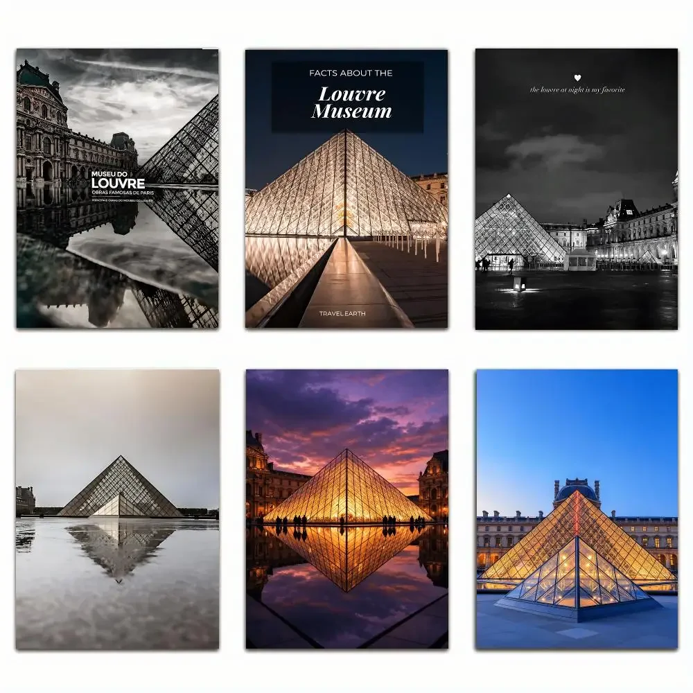 architecture Louvre MuseumTrendy Classic hot HD Self-Adhesive Waterproof Art Poster Room Decor New Arrival On Sale