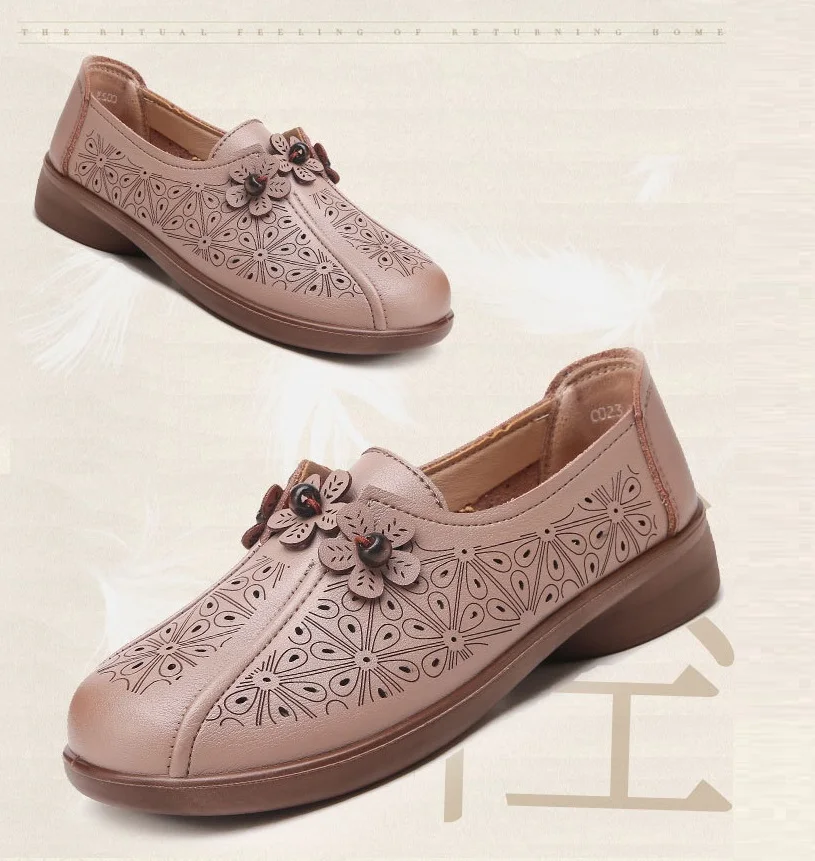 New Cut Out Flats Women's Summer Slip On Loafers Woman Microfiber Leather Moccasins Hollowed Office Shoes Ladies Elegant Flats image 2