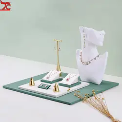 White Leather Jewelry Display Stand Ring Necklace Display Stand Pendant Bracelet Display Stand Shop Jewelry Display Props