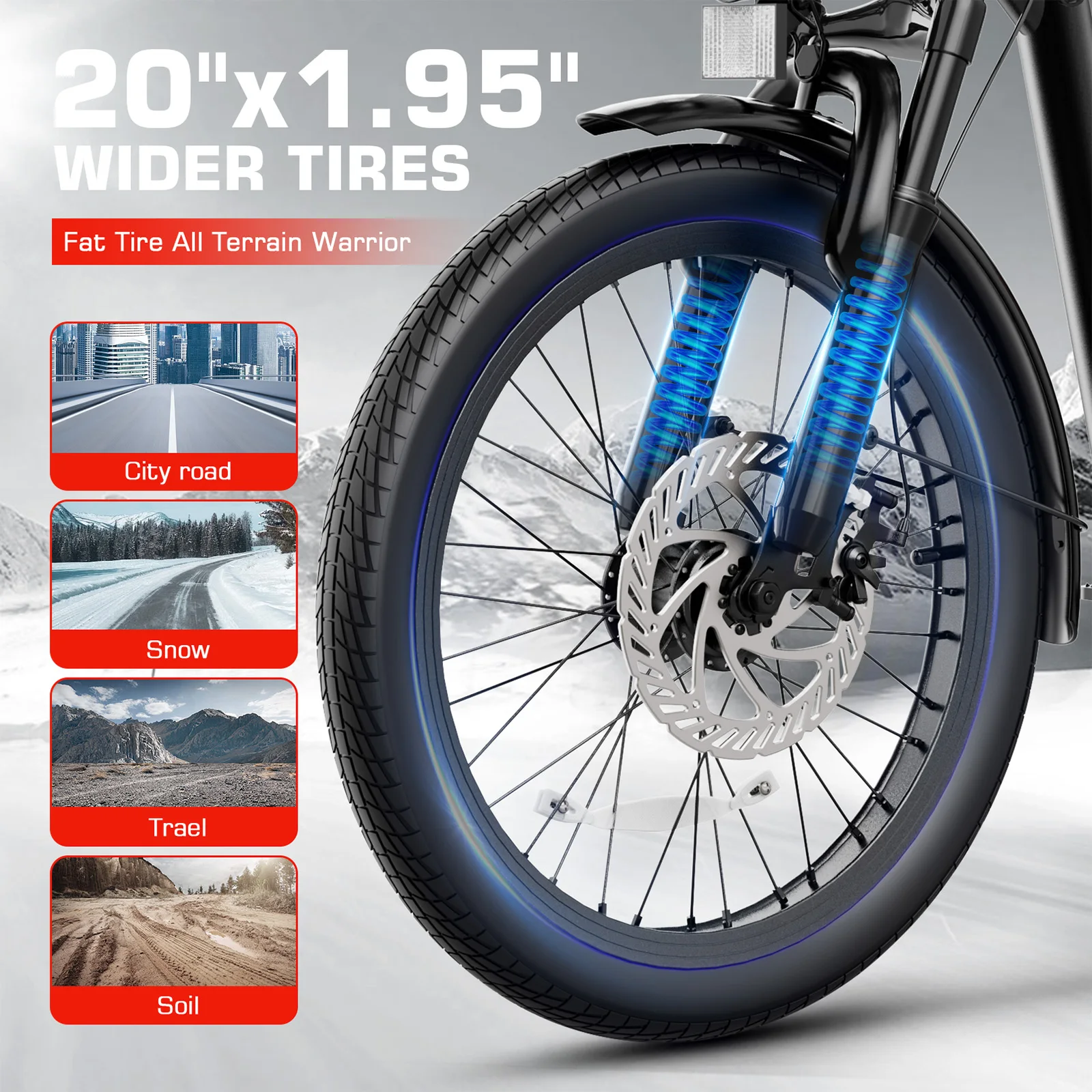 سكوتر كهربائي ذروة 500 وات/800 وات مع مقعد، دراجة كهربائية بإطارات سميكة مقاس 20 بوصة مع بطارية قابلة للإزالة 48 فولت، حتى 30 ميلًا و20 ميجا في الساعة، للبالغين