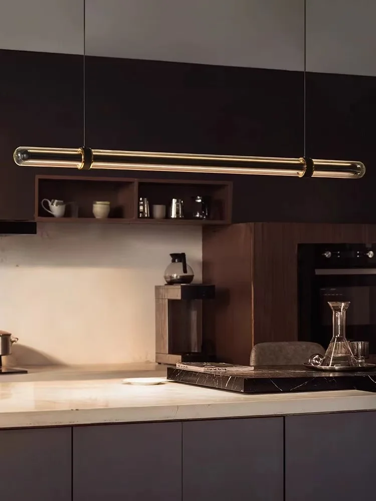 

Light Luxury Modern Tunnel Pendant Light for Dining Room Tea Room Island Bar Counter Dining Table High End Linear Strip Light