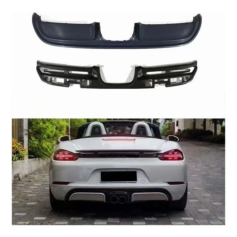 

Для Porsche Cayman Boxster 718 (с 2017 года) — обновленный бампер GTS с выхлопной системой и задним диффузором, крепление на болтах