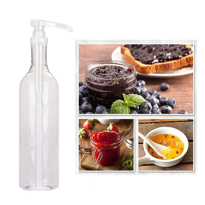 750ml Transparent Coffee Syrup Bee Drip Storage Dispenser Pump Bottle Squeeze Milk Bottle Honey Jar Container