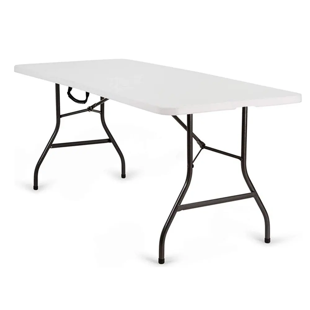 Garten tisch faltbar 180x76 cm Tragegriff Kunststoff 8 Personen Buffett isch Camping klappbar weiß – Detail 11