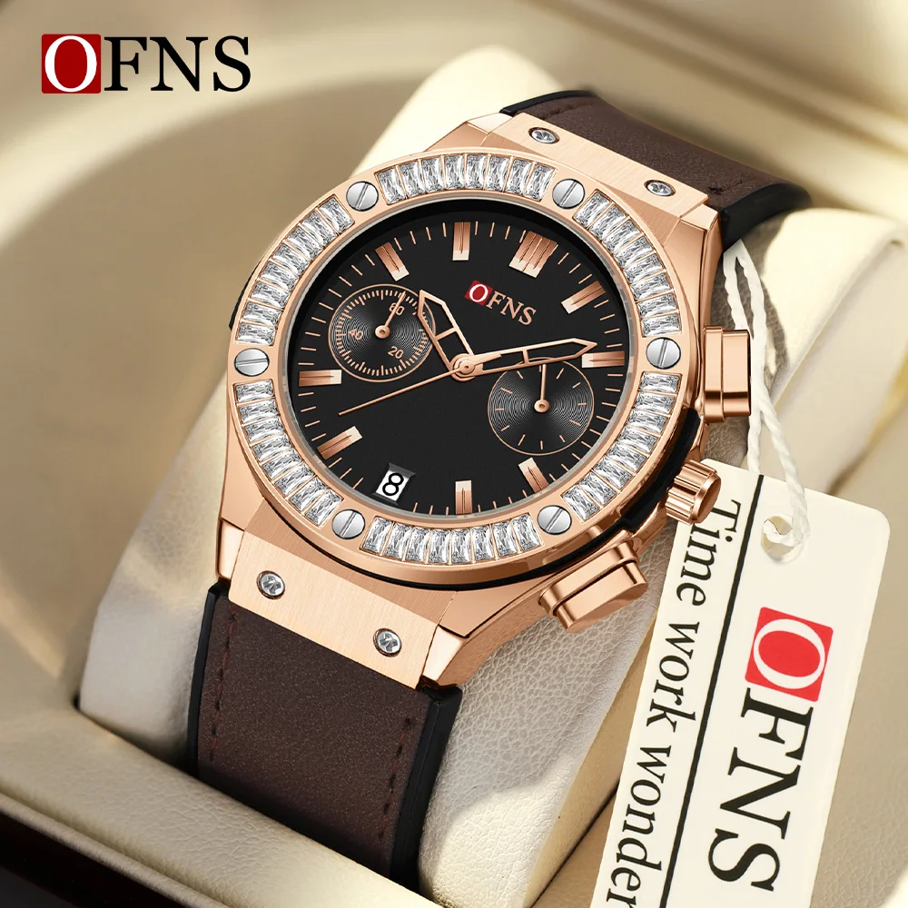 

OFNS 1530, модные простые женские кварцевые часы, водостойкий календарь, светящиеся роскошные женские кварцевые часы с хронографом