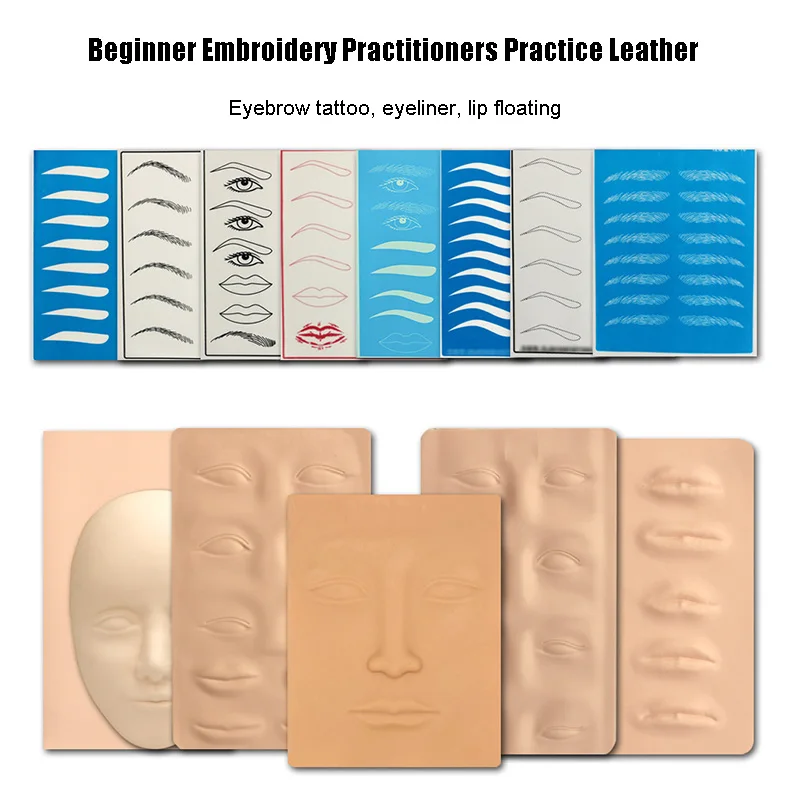 Blank Embroidery Practice Fake Leather Skin 3D Silicone Reusable Simulation Eyebrow Lip Face Tattooing Makeup Beginner Practice