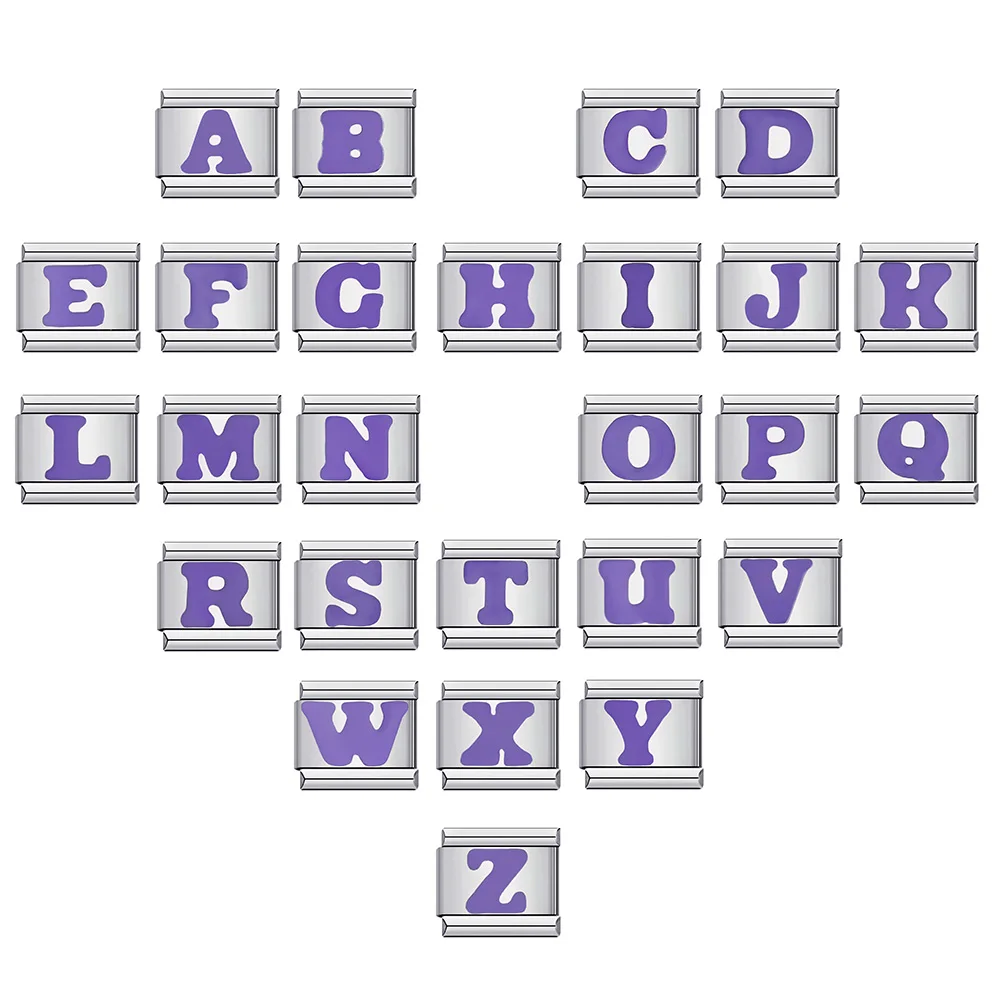 1 stück Bunte 26 Buchstaben Charme Edelstahl Italienische Elastische Link Armband Öl Tropfen Mode Schmuck Zubehör DIY Machen – Detail 6