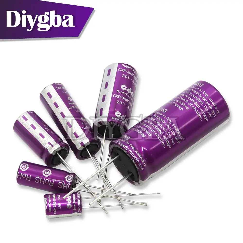 1PCS/lot 3.0V 3V Super Capacitor 1F 2F 3.3F 5F 7F 10F 15F 18F 20F 30F 50F 60F 100F 120F Farad capacitor Purple