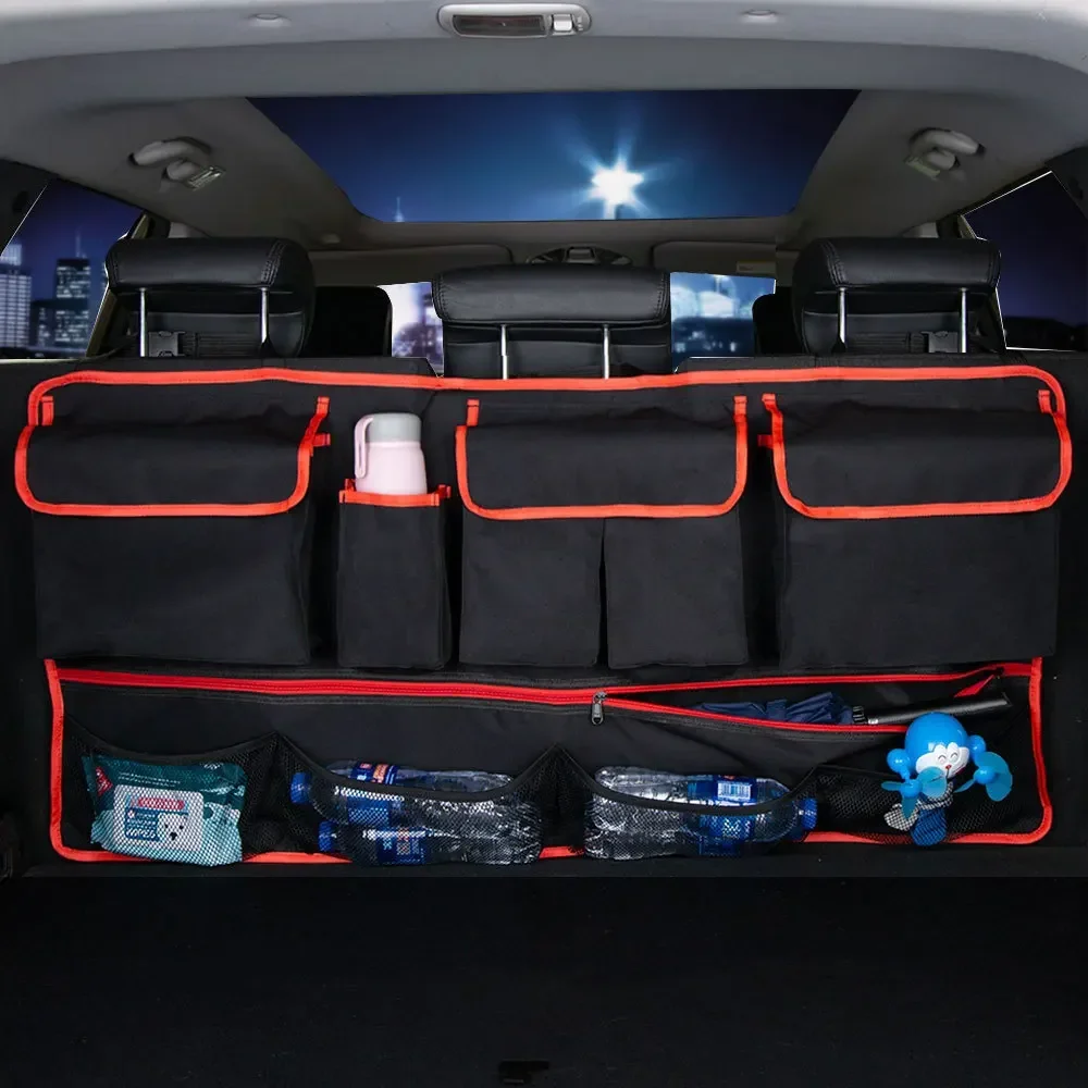 Multi-Pocket Car Trunk Organizer Seat Back Storage Bag Large Capacity Adjustable Backseat Oxford Bag Universal Stowing Tidying