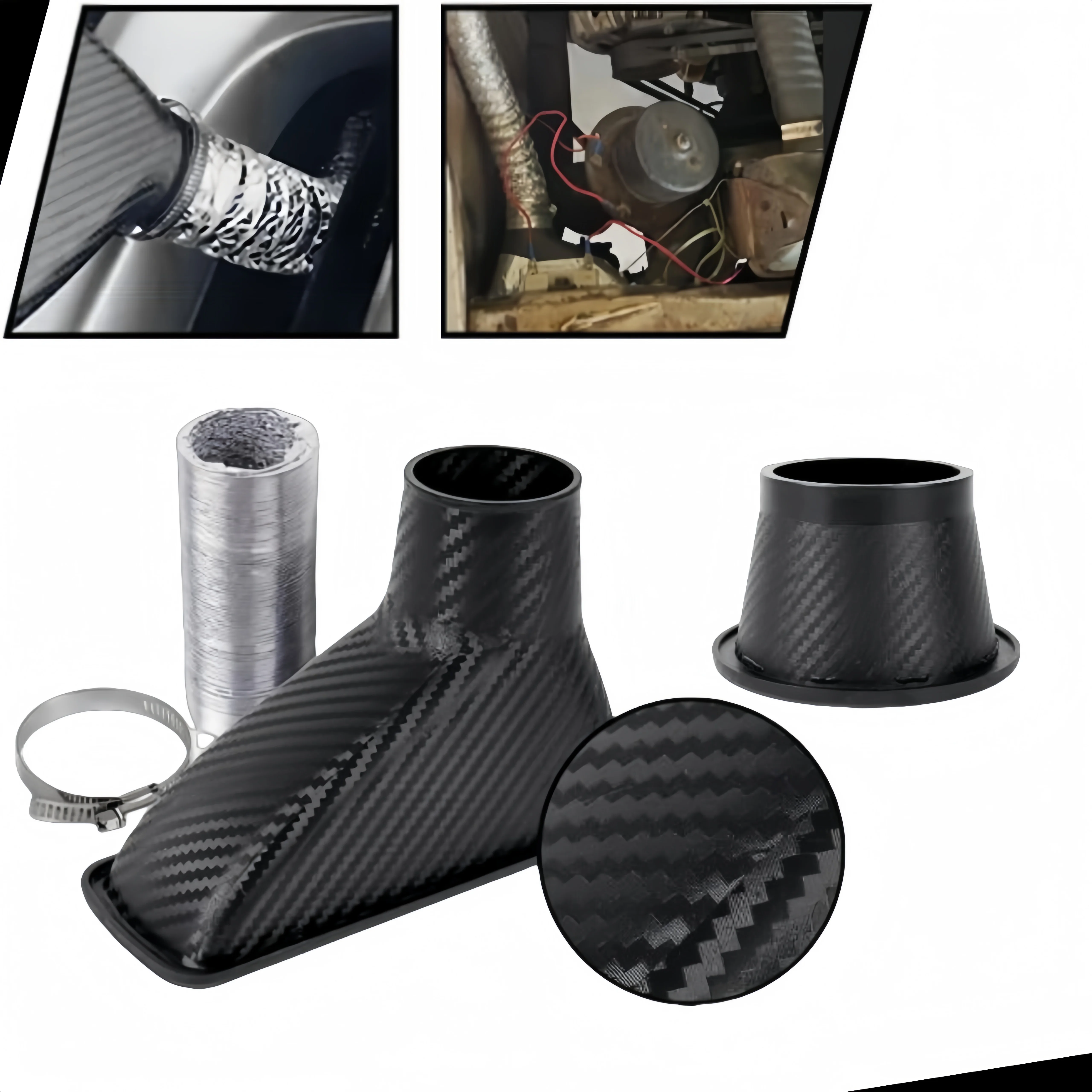 Universal Car Air Intake Kit Turbo Ram Cold Air Inlet Pipe Hose For Engine Performance Cooling Upgrade Mod