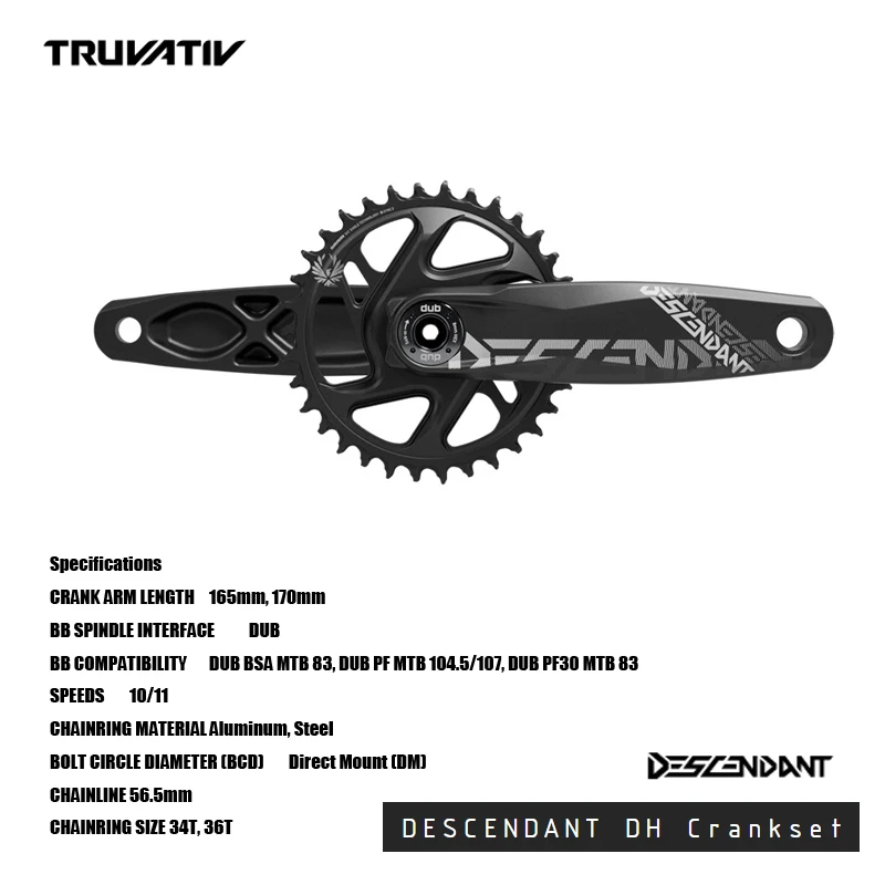 SRAM TRUVATIV DESCENDANT DH CRANKSET Lightweight DH crank set New graphics Fully MTB & Road bicycle acesssories cycling