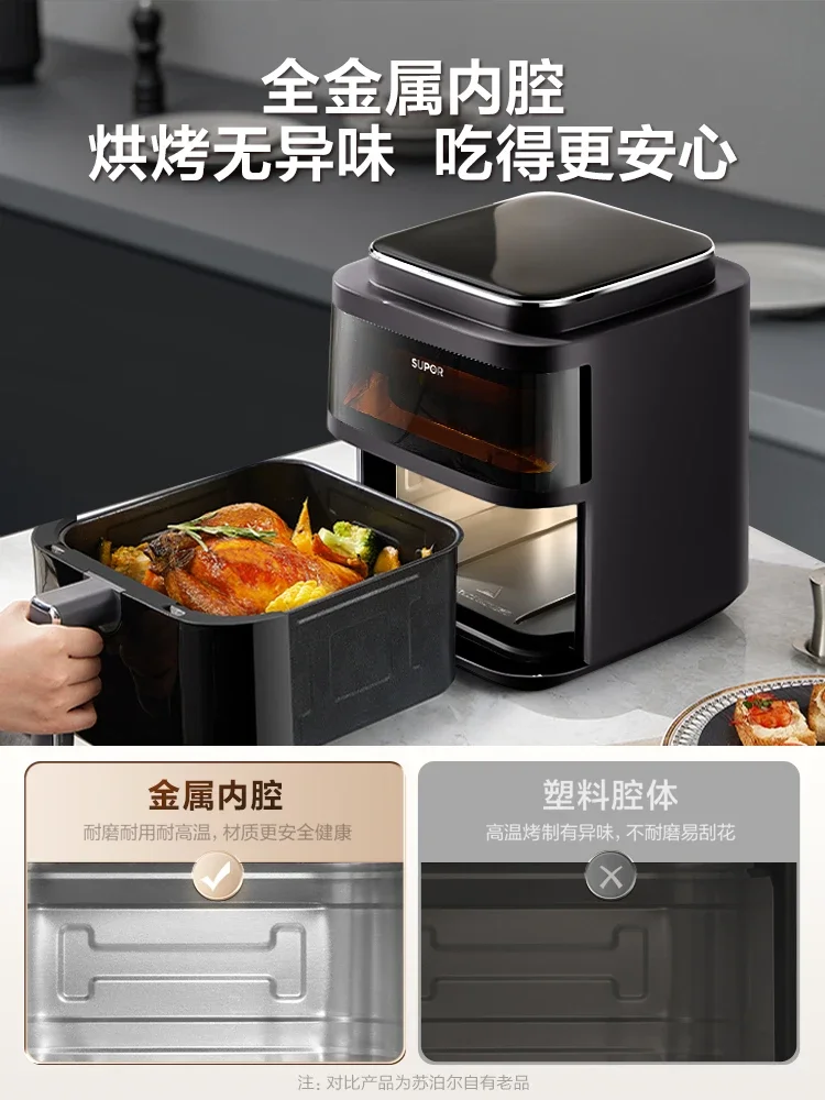 مقلاة هوائية بصرية منزلية ذات سعة كبيرة، متعددة الوظائف، مقلاة كهربائية للتدفئة بدون قلاب