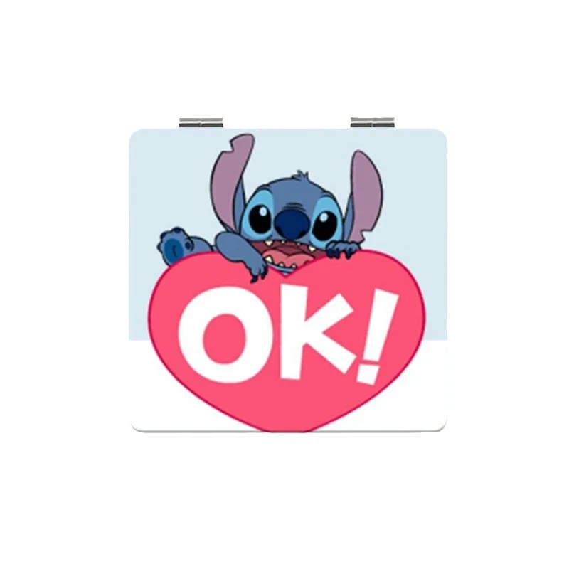 Animation Lilo & Stitch Foldable Small Mirror Cartoon Stitch Portable Mini Makeup Mirror Kawaii Girls Dressing Double-Way Mirror