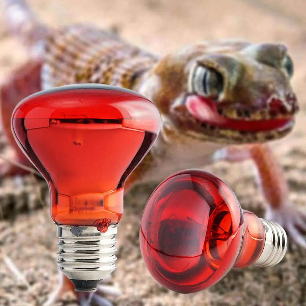 Reptile UVA Heat Lamp Bulb Red Infrared Basking Light for Lizard Snake, Bearded Dragon, Amphibian Terrarium Heating Night Light
