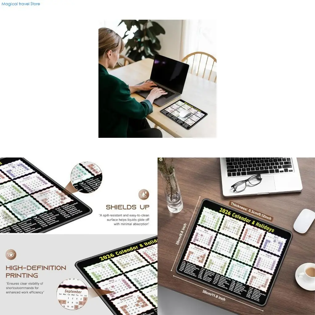 N2UB NonSlip Mouse Pad With 2026 Year Planner For Accurate Cursors Control And Easy Maintenance In Work Environment