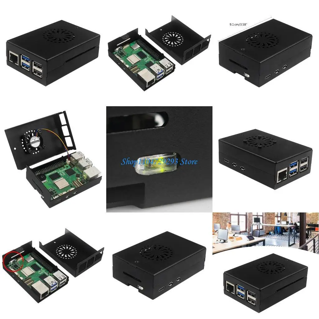 

Корпус из алюминиевого сплава Y2GD, металлический корпус с радиаторами охлаждающего вентилятора для RPI 5