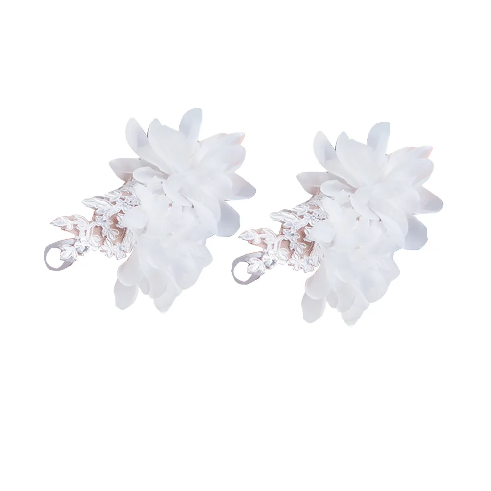 1 زوج الأميرة زهرة قفازات بيضاء قصيرة الدانتيل تقليم الزفاف تأثيري حزب حجم الحرة زهرة المعصم أنيقة