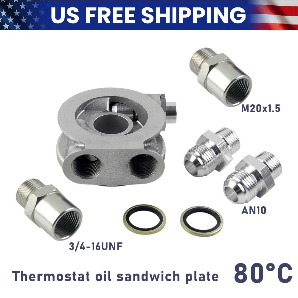 

PIKBUK High Quality Aluminum AN10 Oil Cooler Sandwich Plate Filter Adapter Turbo Thermostat Oil Sender Adapter
