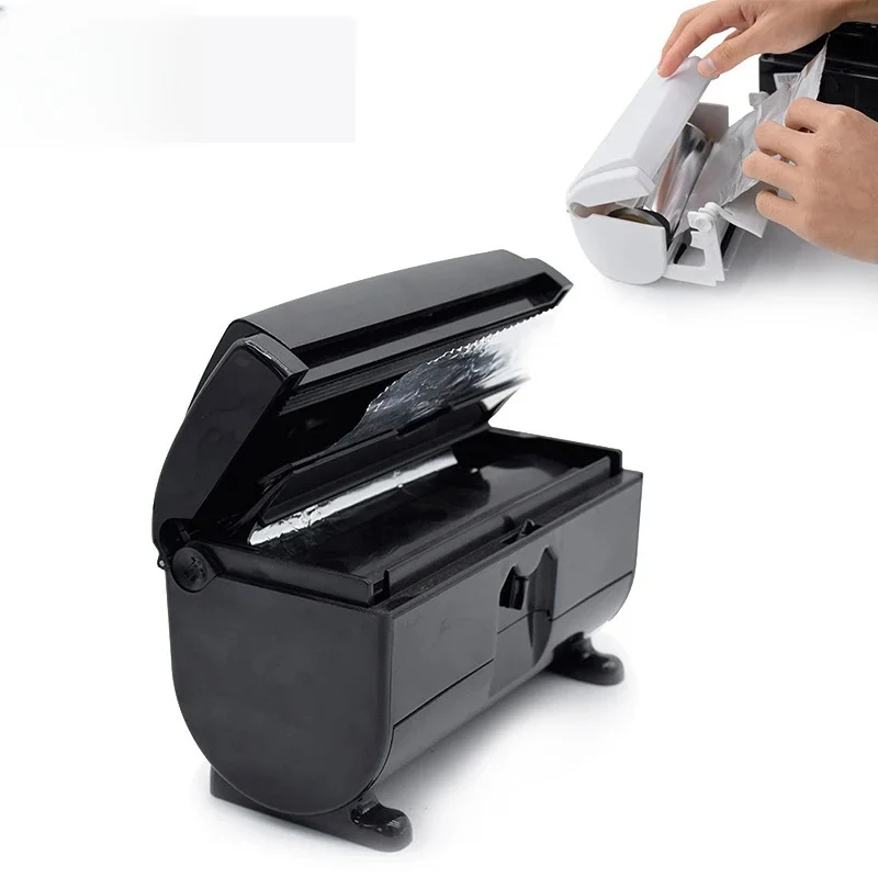Barbershop Tin Paper Foil Cutter Storage Box Automatic Compact Foil Paper Dispenser Salon Professional Hairdressing Accessories