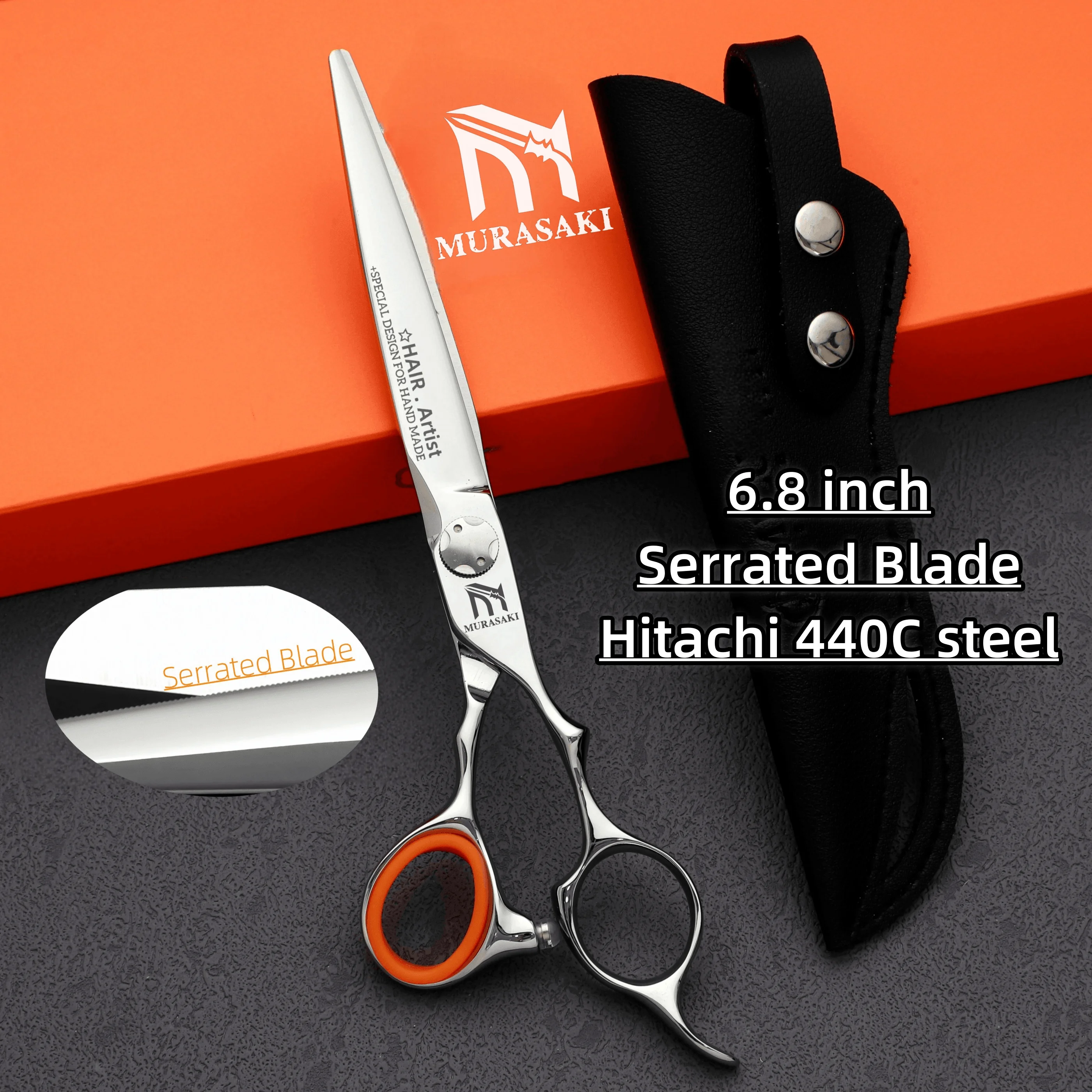 Professional Barber Scissors，6.0-6.5-6.8 Inch Serrated Scissors，Hitachi 440C Steel High Quality Barbershop Hair Cutting Machine